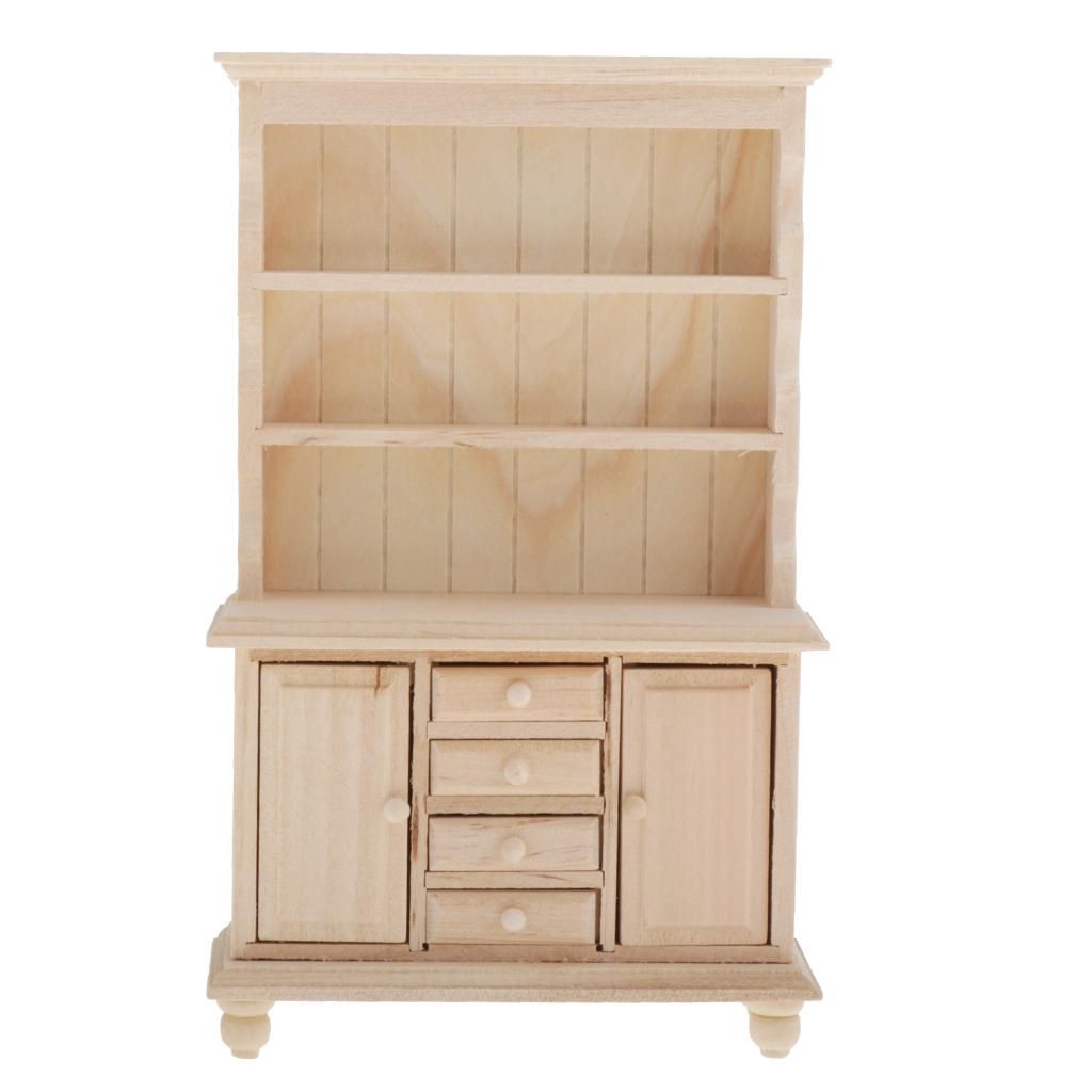 1:12 Doll House Miniature Furniture Book Shelf Wooden Craft Cupboard