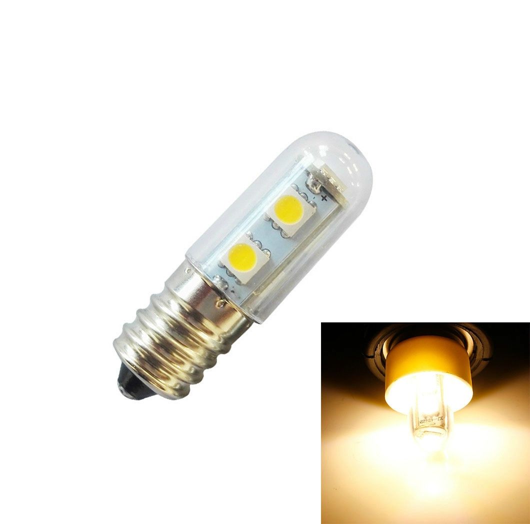 E14 Screw Light LED Refrigerator Light Bulb 1W 220V AC 7 Light SMD 5050 Ampere LED Light Refrigerator Home(Warm White)
