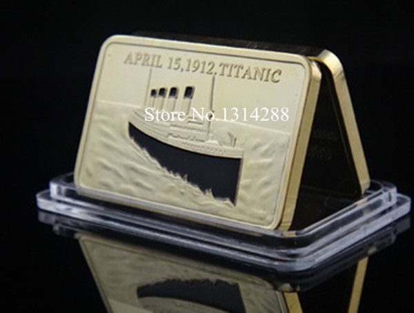 1pcs Lot 1912 TITANIC Boat Ship 1oz Bar Of 24Kt Gold Plate