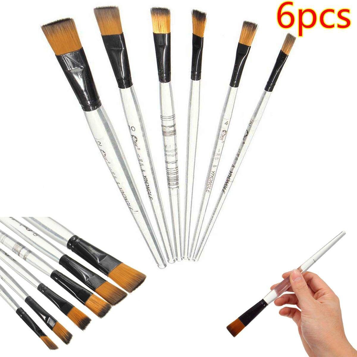 6pcs Artist Paint Brush Set Nylon Watercolor Plastic Acrylic Oil Supply