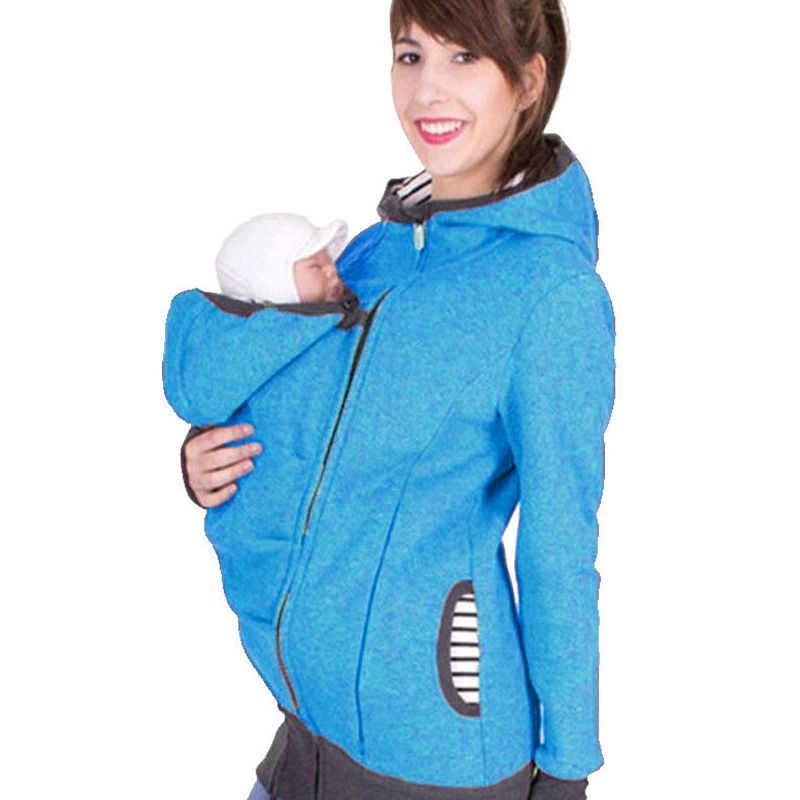 Sky Blue-Autumn Winter Kangaroo Coat Maternity Clothing Plus Size Pregnancy Sweater