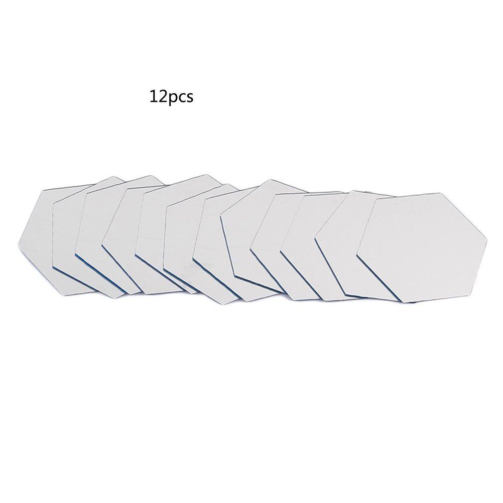 12PCS Hexagon Removable Waterproof Self-adhesive Mirror Stickers Home