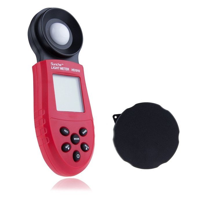 200,000 Lux Digital Light Meter HS1010 Lux FC Meter Luminometer Photometer Meters LCD Screen For Environmental Illumination Testing - Red & Black