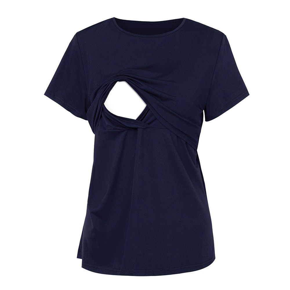Nursing Breastfeeding Top T-shirt For Lactation Period Wear-Navy Blue
