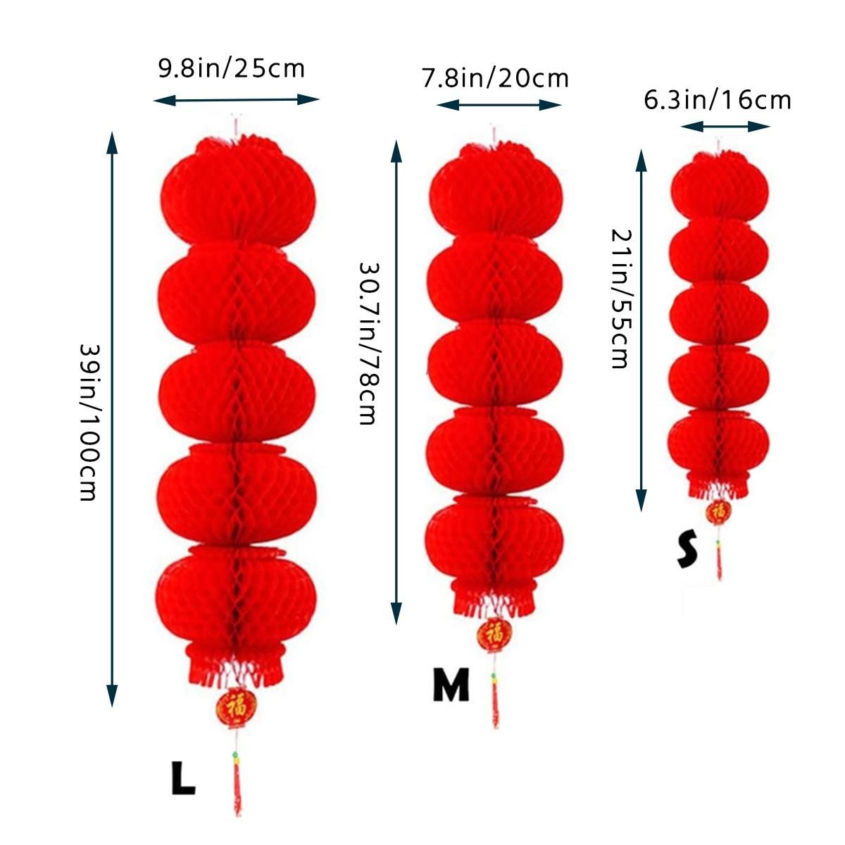 6 Strings Red Paper Lanterns Decoration for Chinese New
