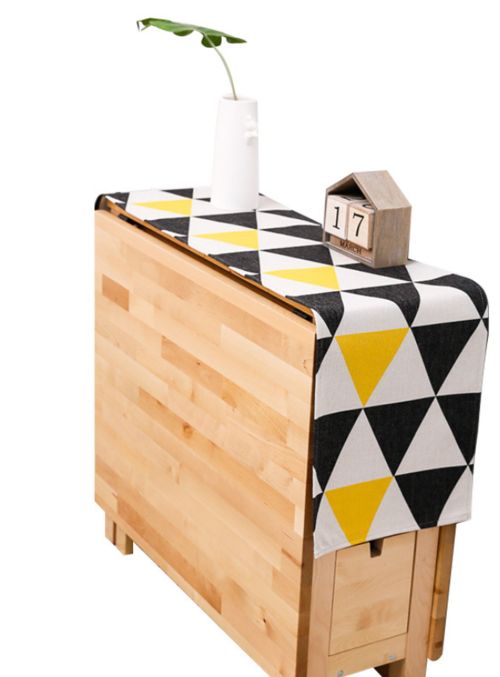 160cm DUNXDECO Table Runner Long Table Cover Fabric Modern Yellow Black Triangle Geometric Cotton Blend Mat Home Decoration