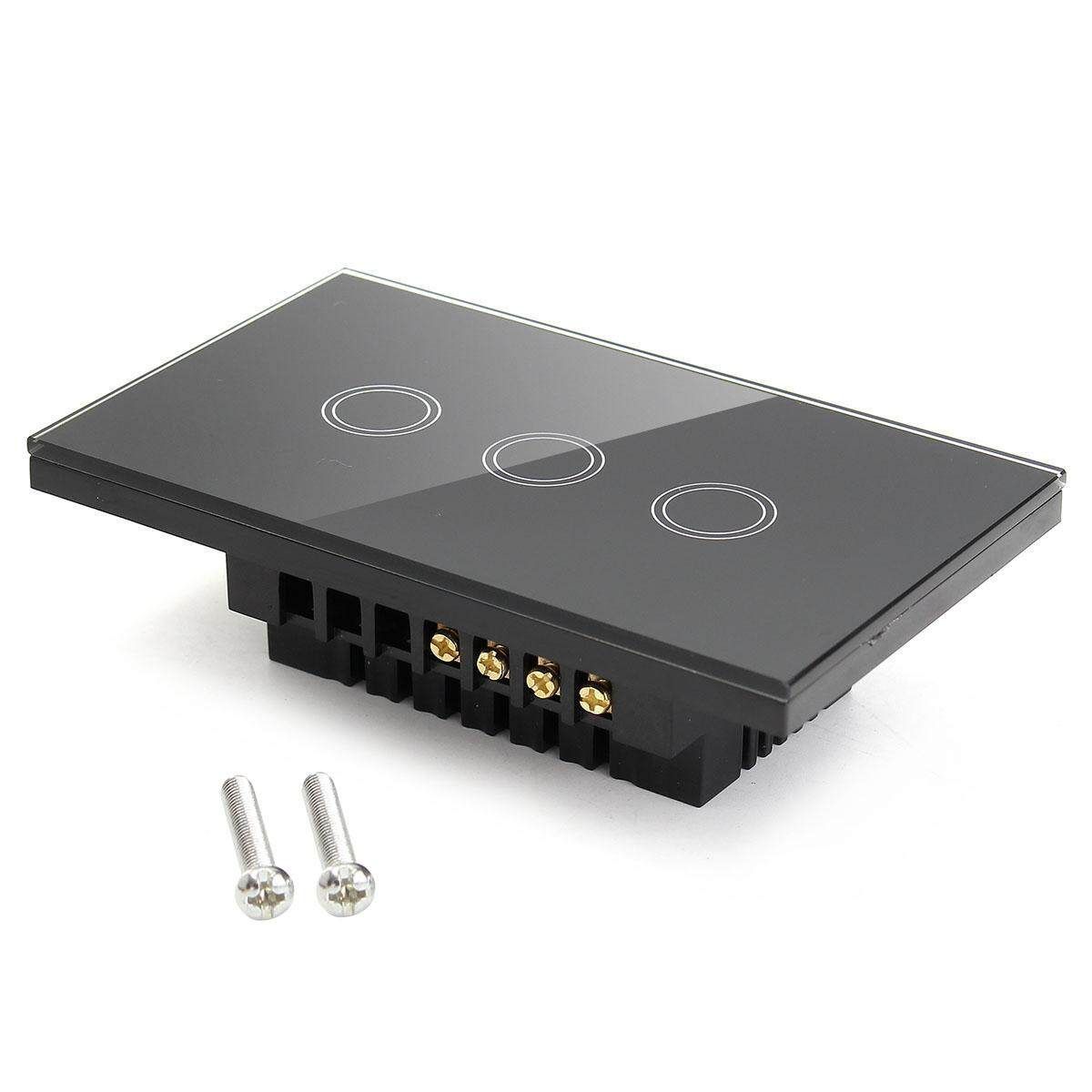 120-type AC 110V-240V Glass Panel Home Wall Light Smart Touch Sensor Switch Black