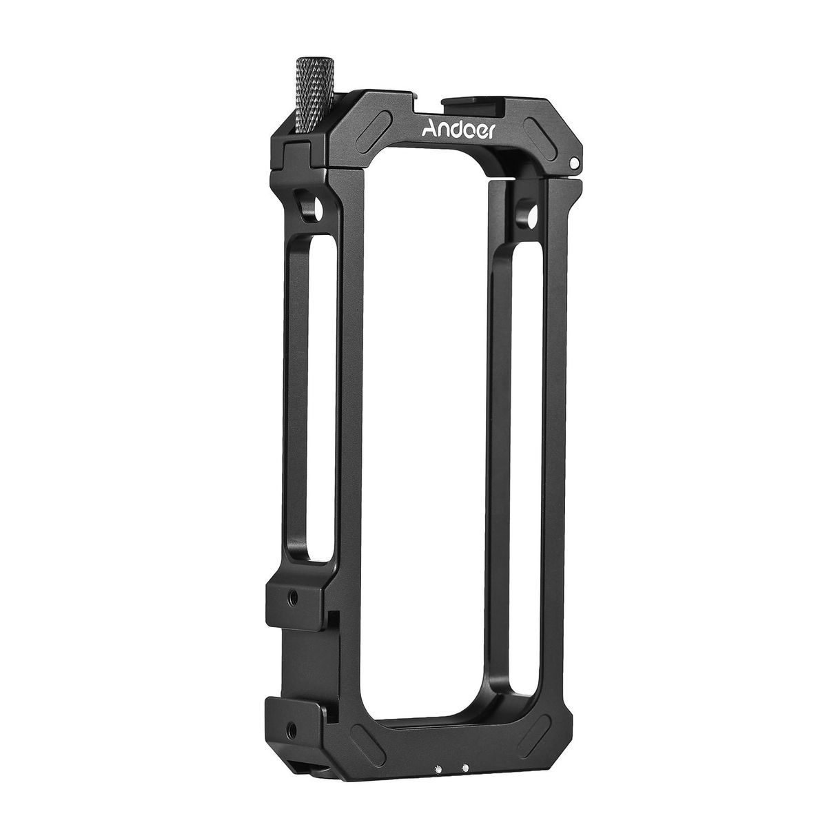 Andoer Sports Camera Video Cage Aluminum Alloy with Dual Cold Shoe Mounts Metal Protective Frame Camera Cage Vlog Accessories Replacement for Insta360 X3