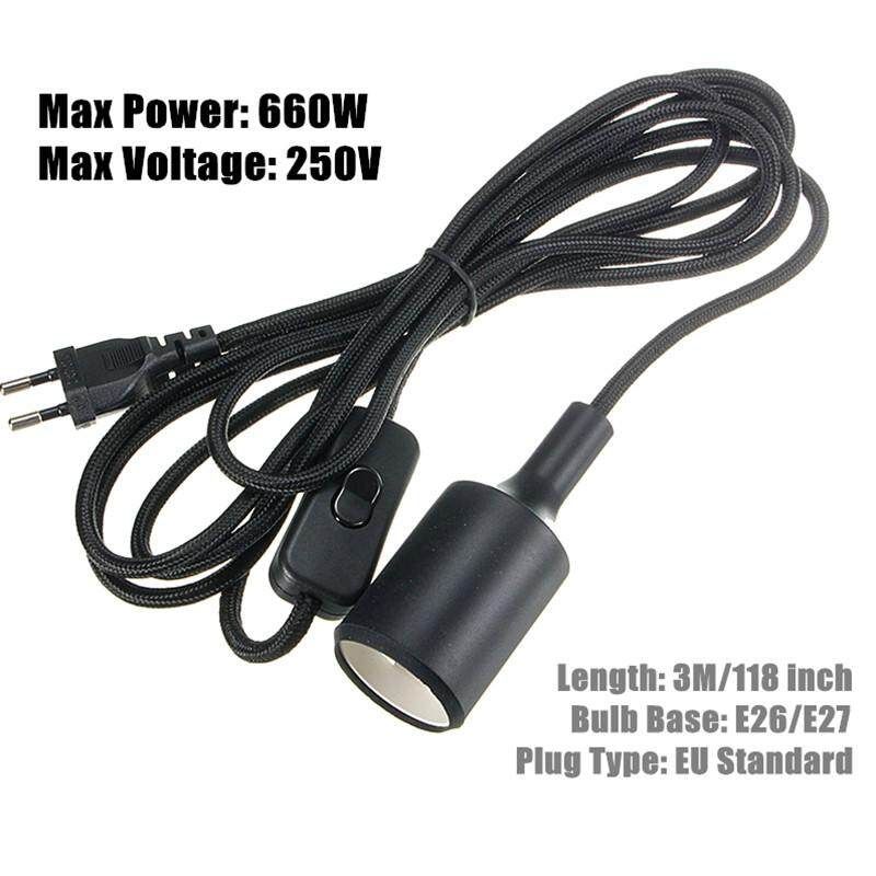 3M Plug-in Hanging Lantern Cord Edison Light Socket Pendant Lamp Holder Bulb EU Black