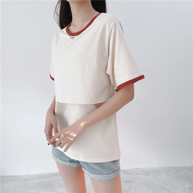 Summer Maternity Short-sleeved Breastfeeding T-shirt Nursing Tops Short Sleeve