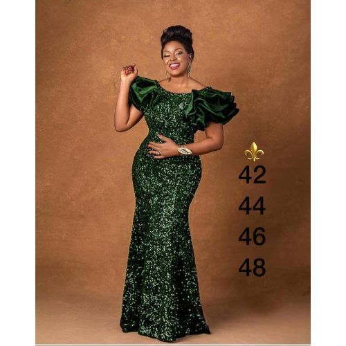 Turkey Sequence Glittering Evening/dinner Dress-Green