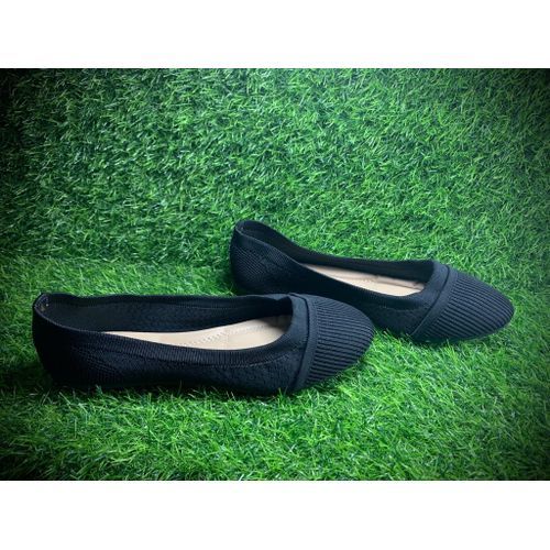 Ladies Beautiful Flat Ballerina Casual Shoe-Black
