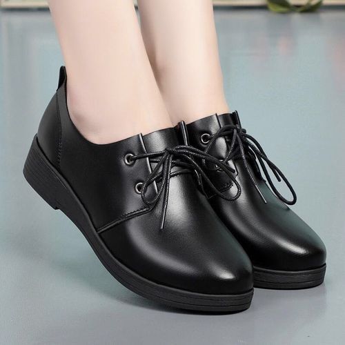 Women's Lace-up Work Business Leather Shoes-black