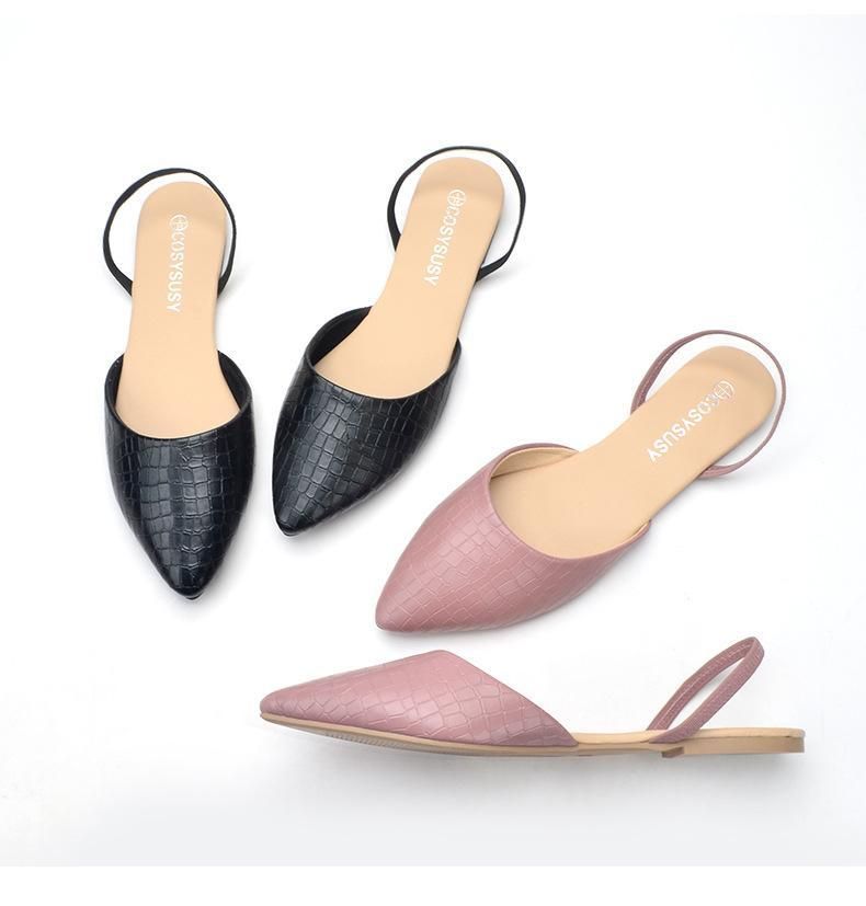 Stone Pattern Summer Pointed Toe Ankle Strap Women's Sandal