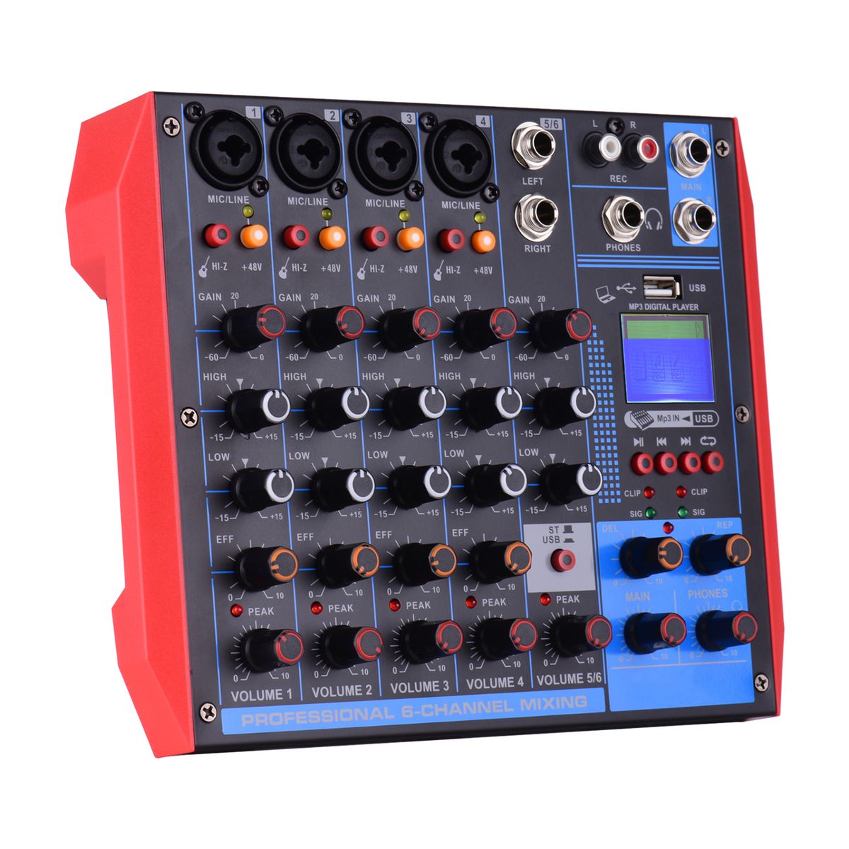 AG-6 Portable 6-Channel Mixing Console Digital Audio Mixer