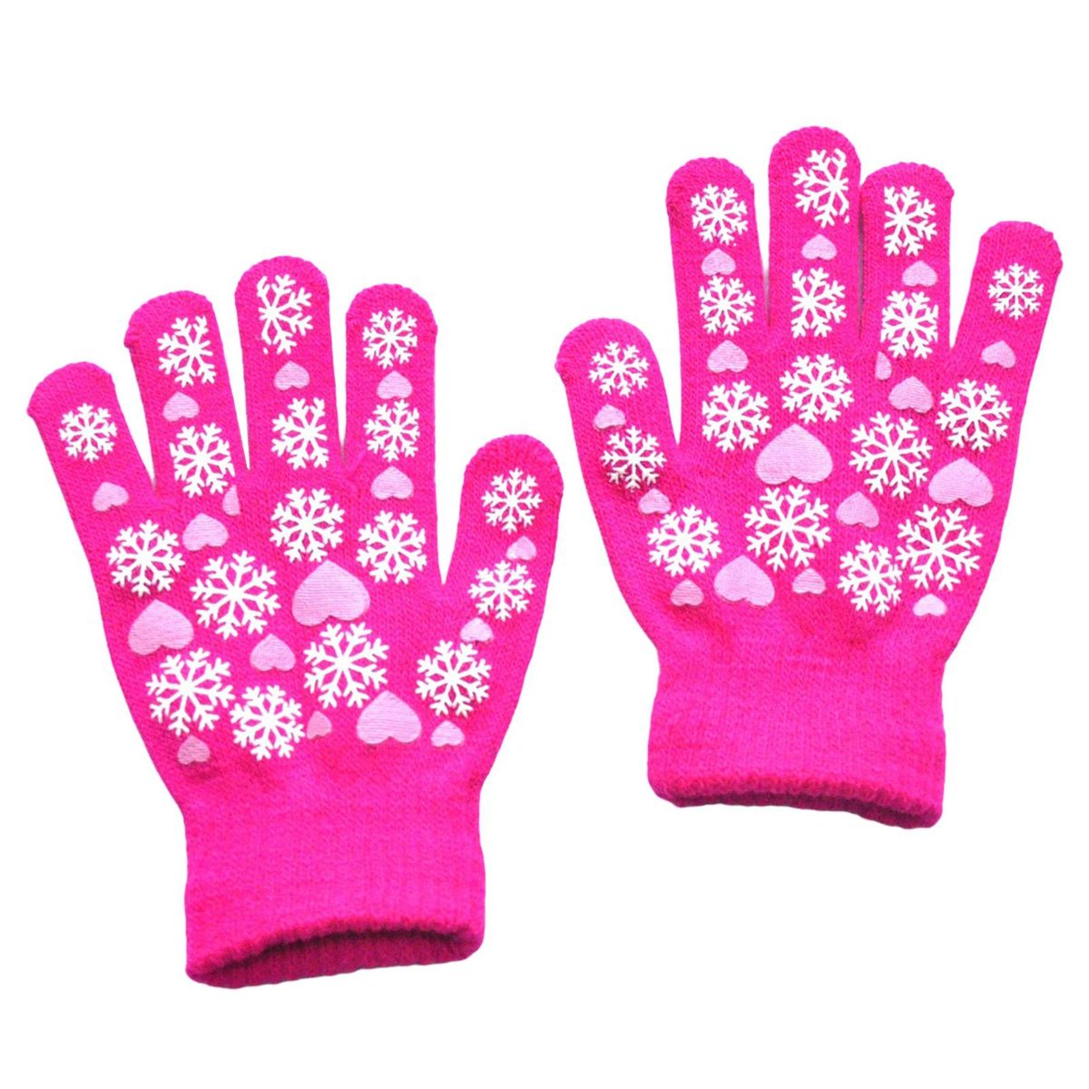 1 Pair Kids Winter Snowflake Pattern Pupil Rose Red
