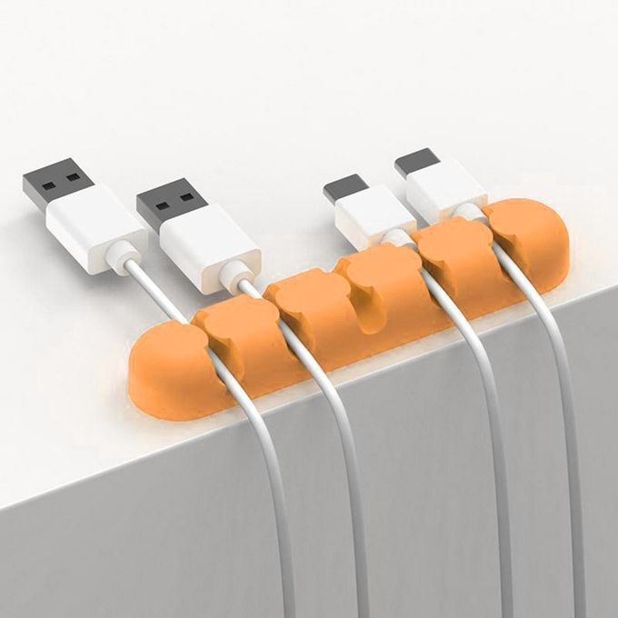 Silicone Adhesive Charging Cable Management Clips Holder Orange