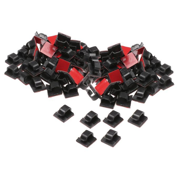 Self-Adhesive Cable Clips Wiring Under The Desk Holder Clamps Black