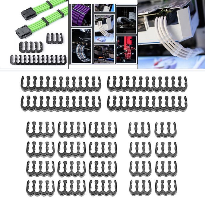 Cable Manager Computer Clamp Clips Power Cables Black