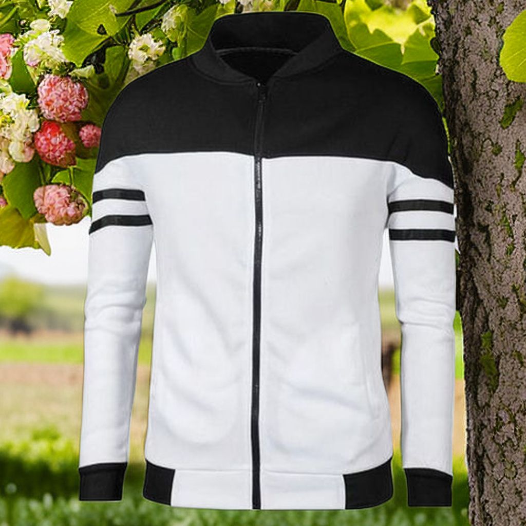 Men Lightweight Winter Varsity Jacket - White