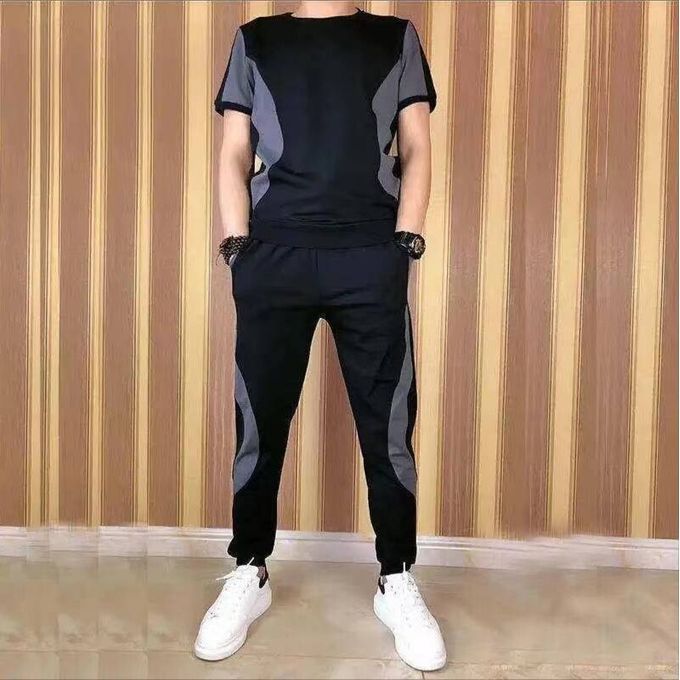 Men's Up & Down Joggers Unique Quality Fashion Joggers Casual - Grey & Black