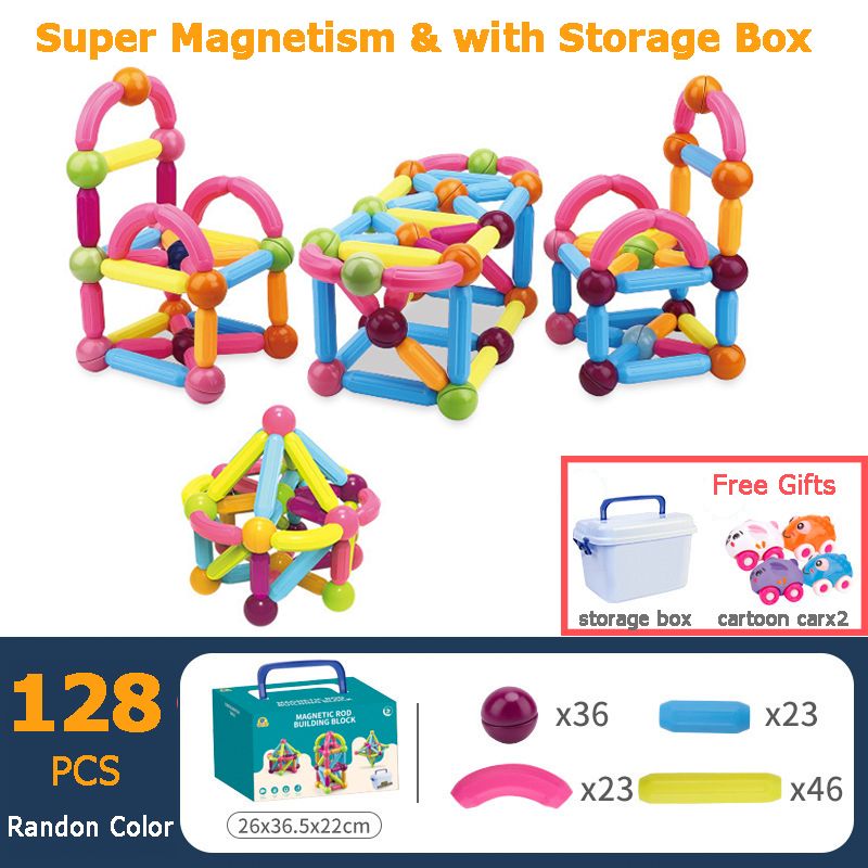Kids Magnetic Construction Set Building Blocks Montessori Baby Magnet Sticksembly Games DIY
