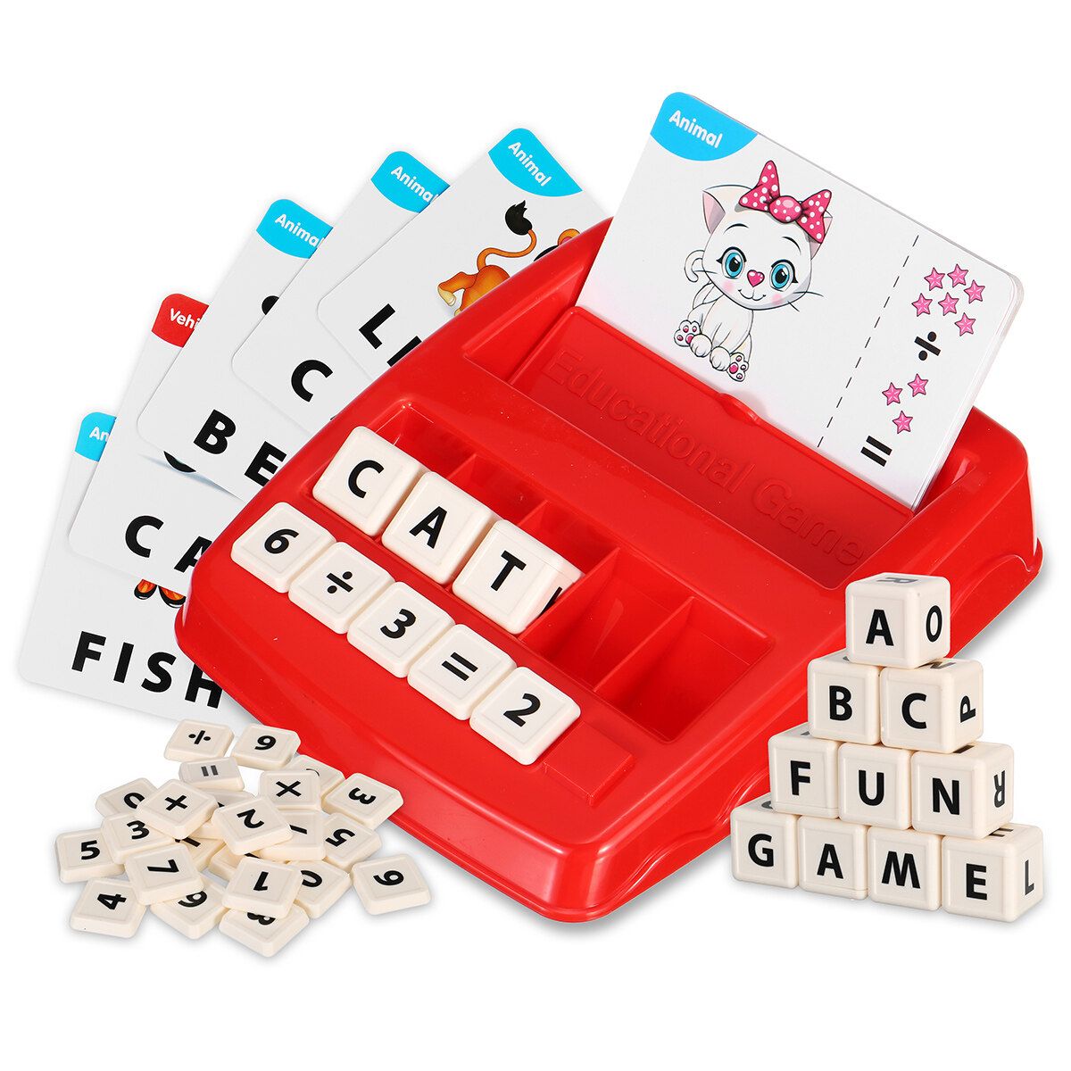 2 IN 1 Kids Alphabet Word Literacy Fun Spelling Matching Math Number Vocabulary Game English ABC Children Learning Educational Gift Toy Children Home Learning
