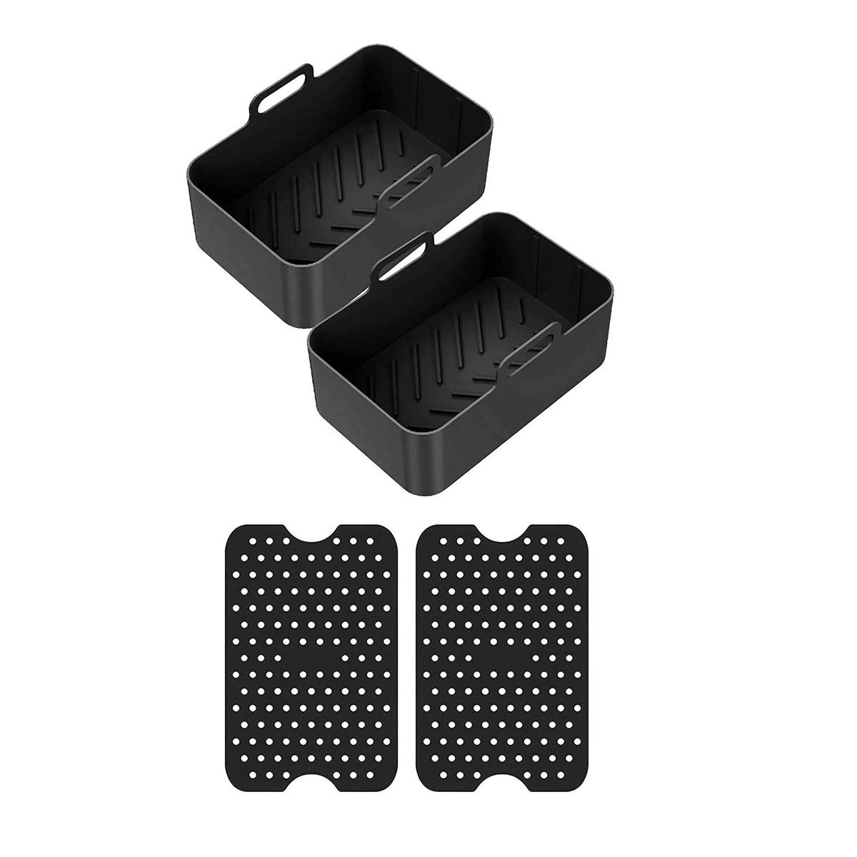 4 PCS Silicone Pot Set for Dual  Non Stick Silicone Basket for Black
