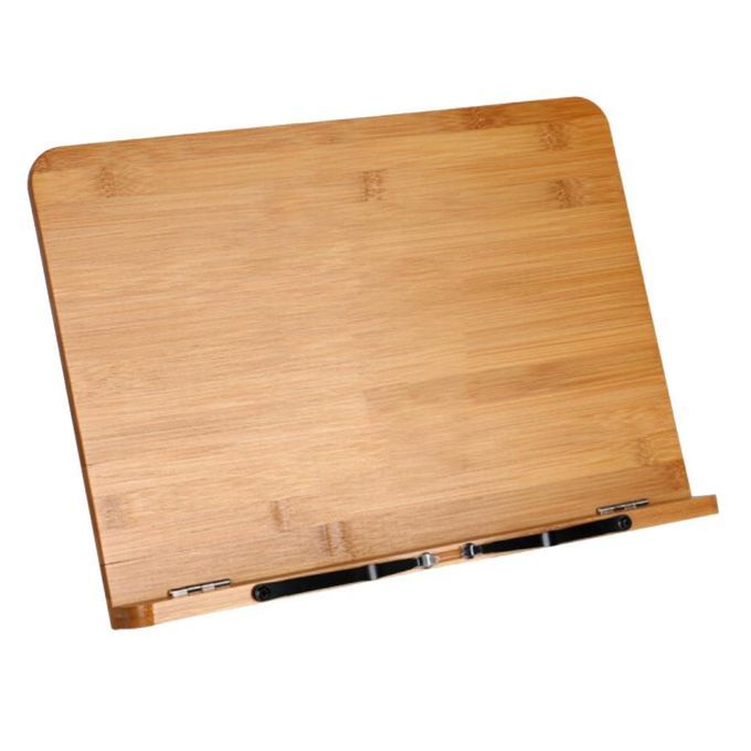 Bamboo Wooden Book Stand, Adjustable Book Holder Tray And Page Paper