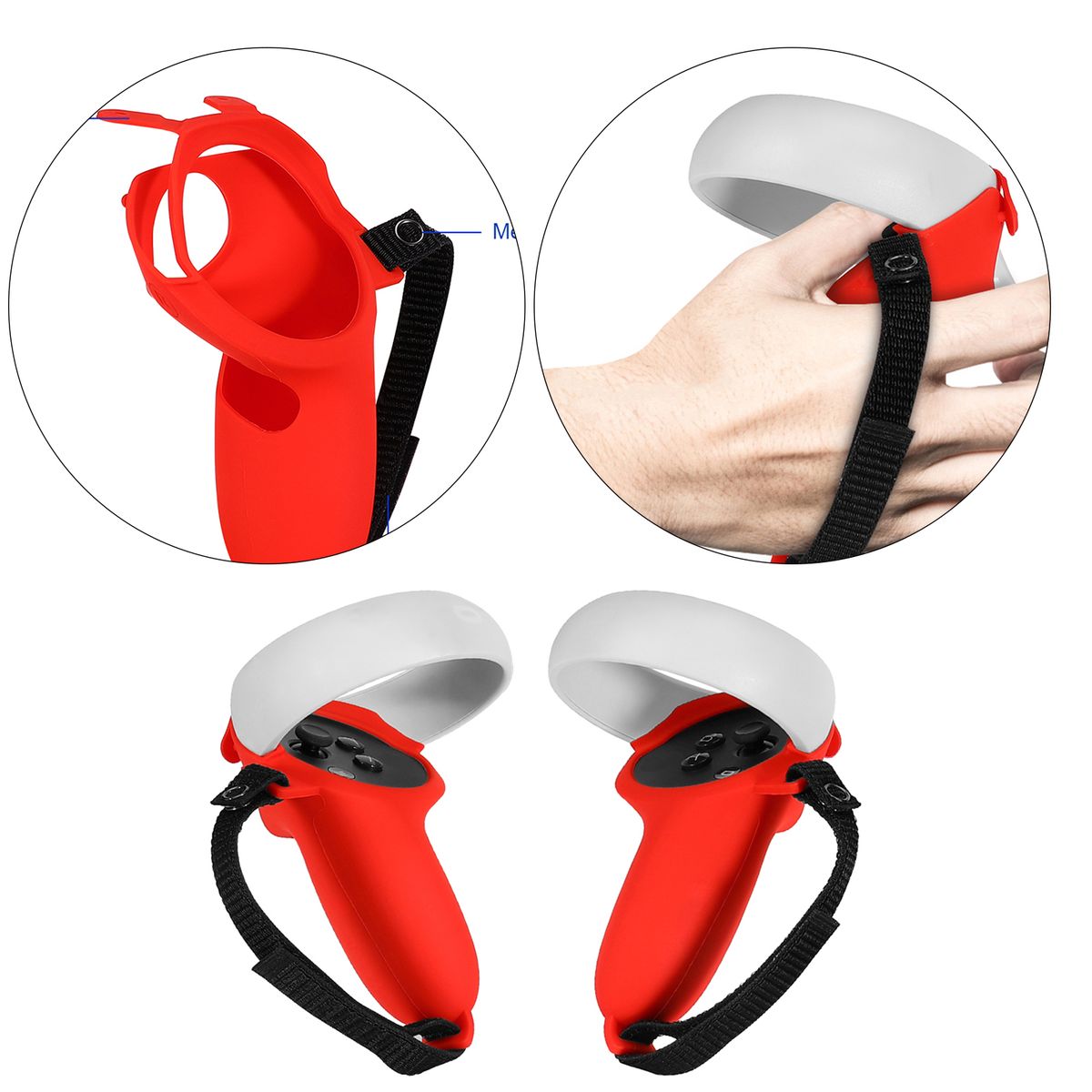 Silicone Controller Grip Protective Cover Sleeve For Quest 2 VR Red