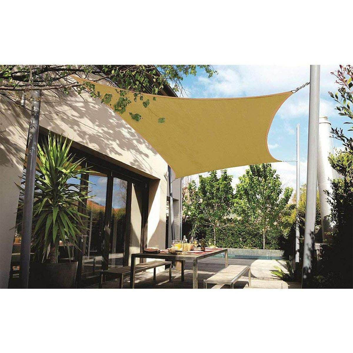 280GSM HDPE Fabric Polyethylene Sand Sun Canopy Awning Retractable Sun Shade Shelter Square Square 4x4 Sand 280g