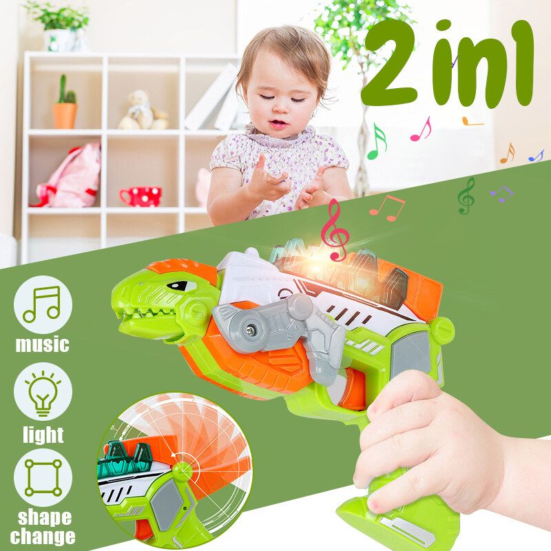 2 IN 1 Dinosaur Model Toy Fun For Kids Children Boys With Sound Light Gift [Green]
