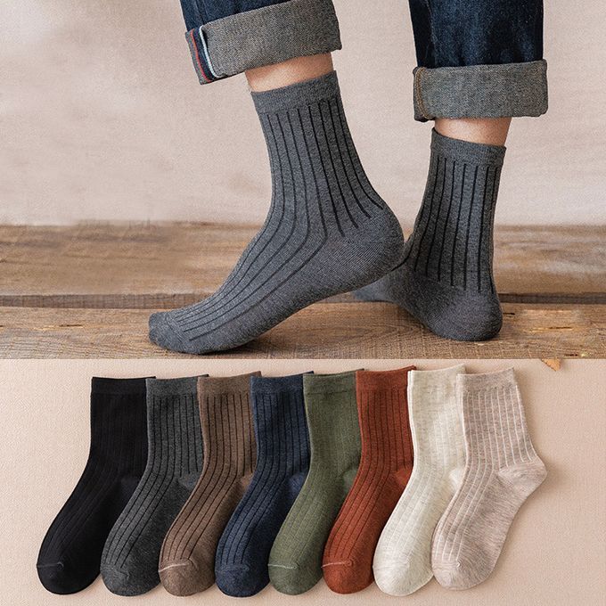 8 Pairs Of Men's Spring And Autumn Retro Casual Cotton Socks
