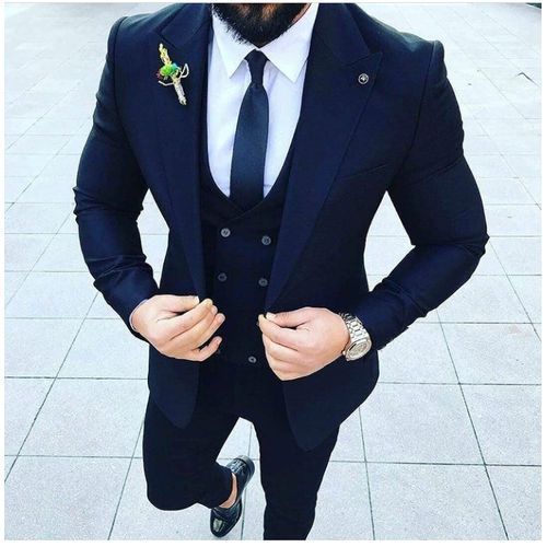 Men's Classic Suit For Wedding And Office Use - Navy Blue