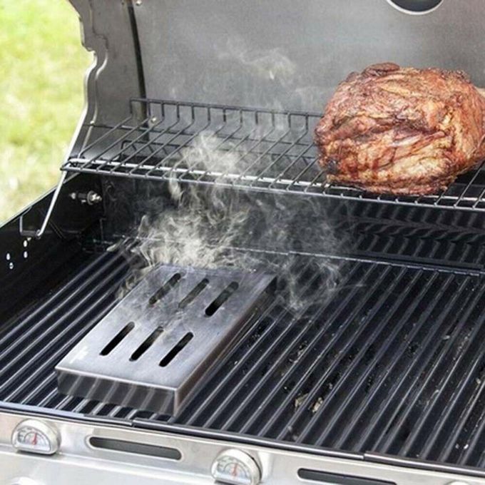 Stainless Steel BBQ Smoker Box For Smoking Wood  Meat Gas