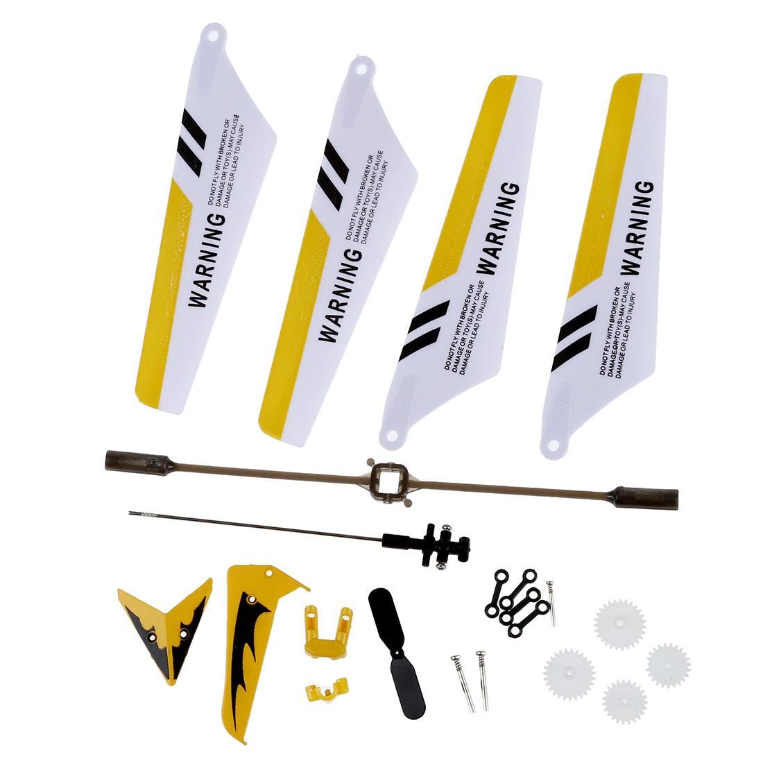 Syma Full Set Replacement Parts for Syma S107 RC Helicopter, Main s, Main Shaft,Tail Decorations, Tail Props, Balance Bar, Gear Set,Connect Buckle-Yellow Set-