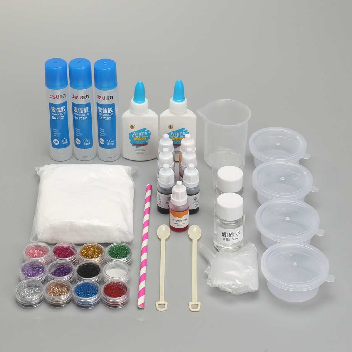 Colors DIY Slime Kit Fluffy Crystal Gliter Powder Glue Play Game For Kids Toy Adults Stress Reliever Pigment Mud Slime Gift