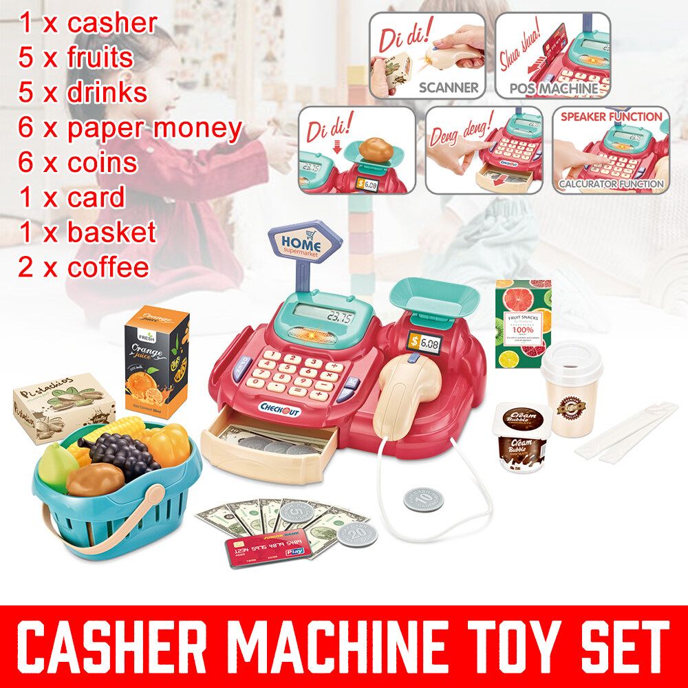 Kids Children Funny Sound Simulation Cash Register Pretend Cashier Play Toy