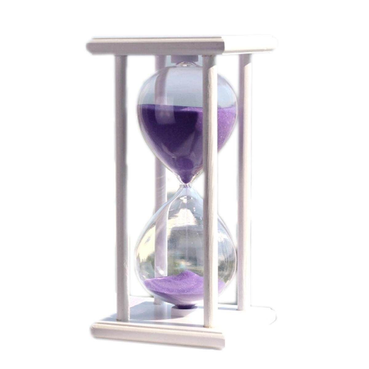 1pcs 30Min Sand Glass Sandglass Hourglass Clock Time Decor Home BD Gift [Purple] White Frame Purple Sand
