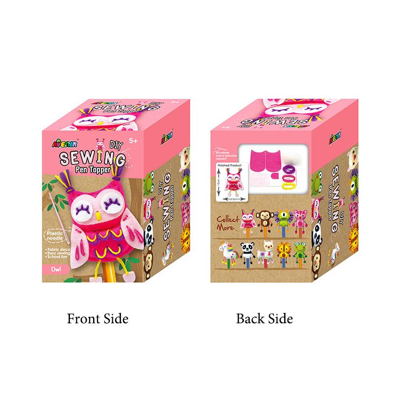 DIY Sewing Pen Topper Kids Hand Made Puppet Craft Cartoon Cat Unicorn Children Educat