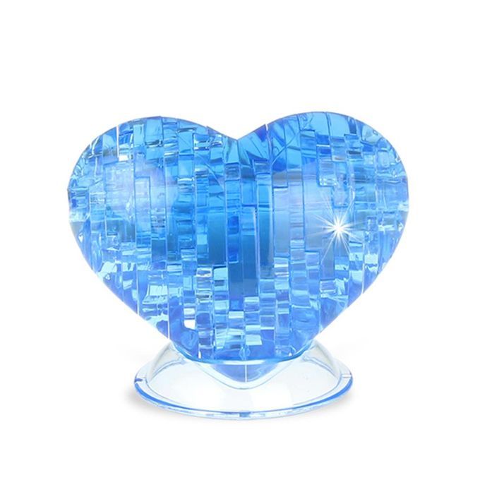 3D Crystal Love Heart Puzzle Jigsaw Model Blocks Gadget-Blue