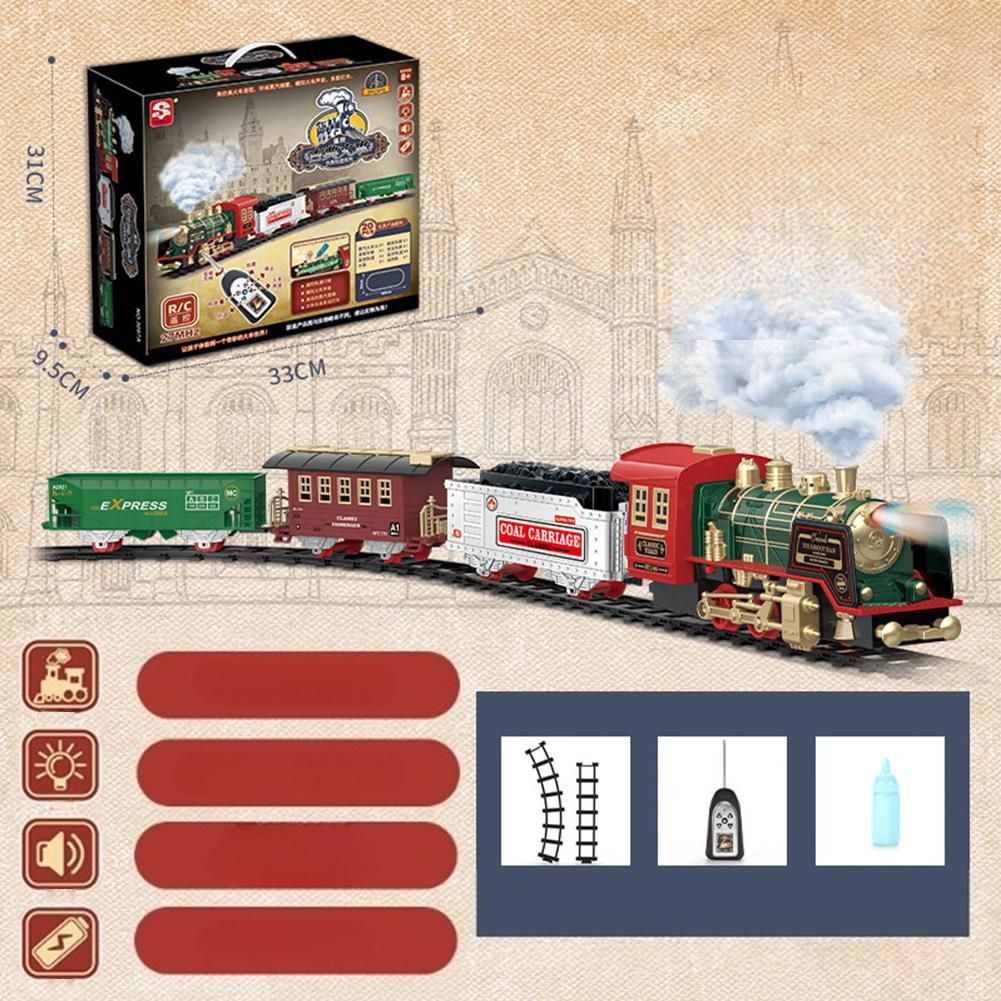 Electric Steam Train Toys Simulation Remote Control Classical Locomotive With Lighting Music For Children Gifts