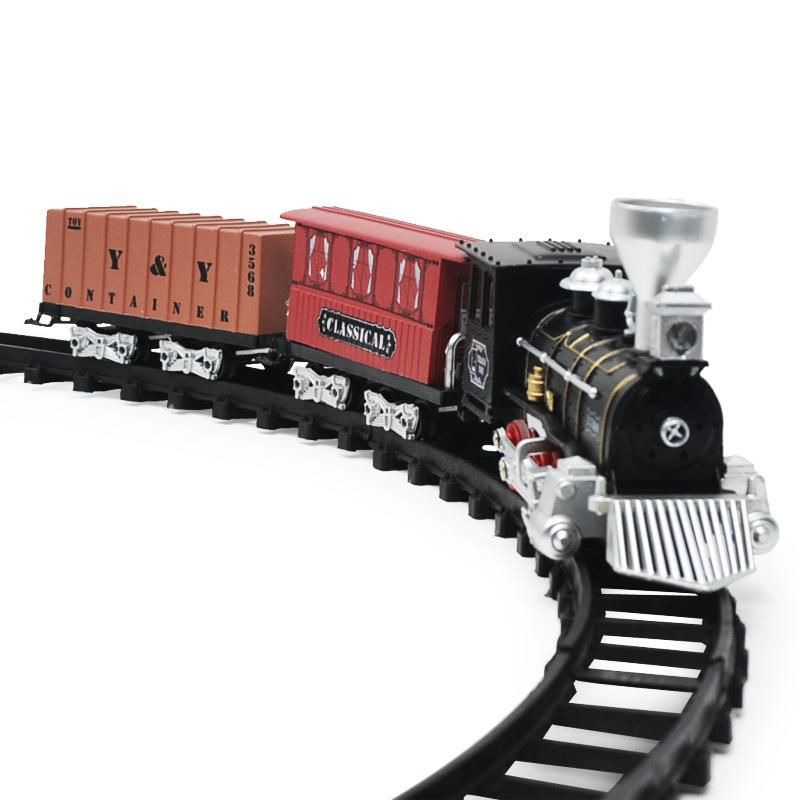 Electric Retro Simulation Train 8 Assembly Tracks With LED Lights Simulation Sound  Effect TraTrain Model Suit
