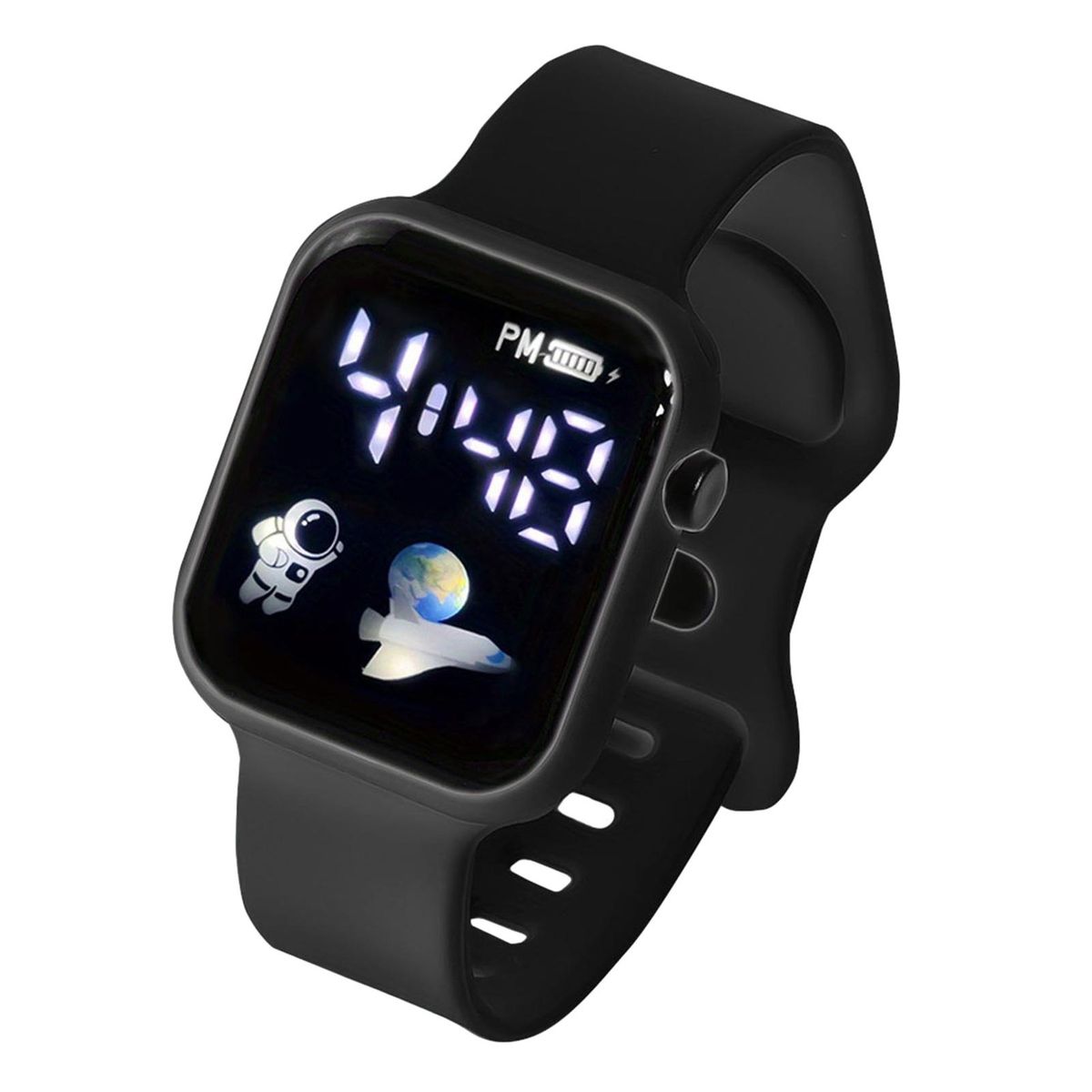 Shockproof Watch Square Led Digital Watch Stylish Sporty for Students Black