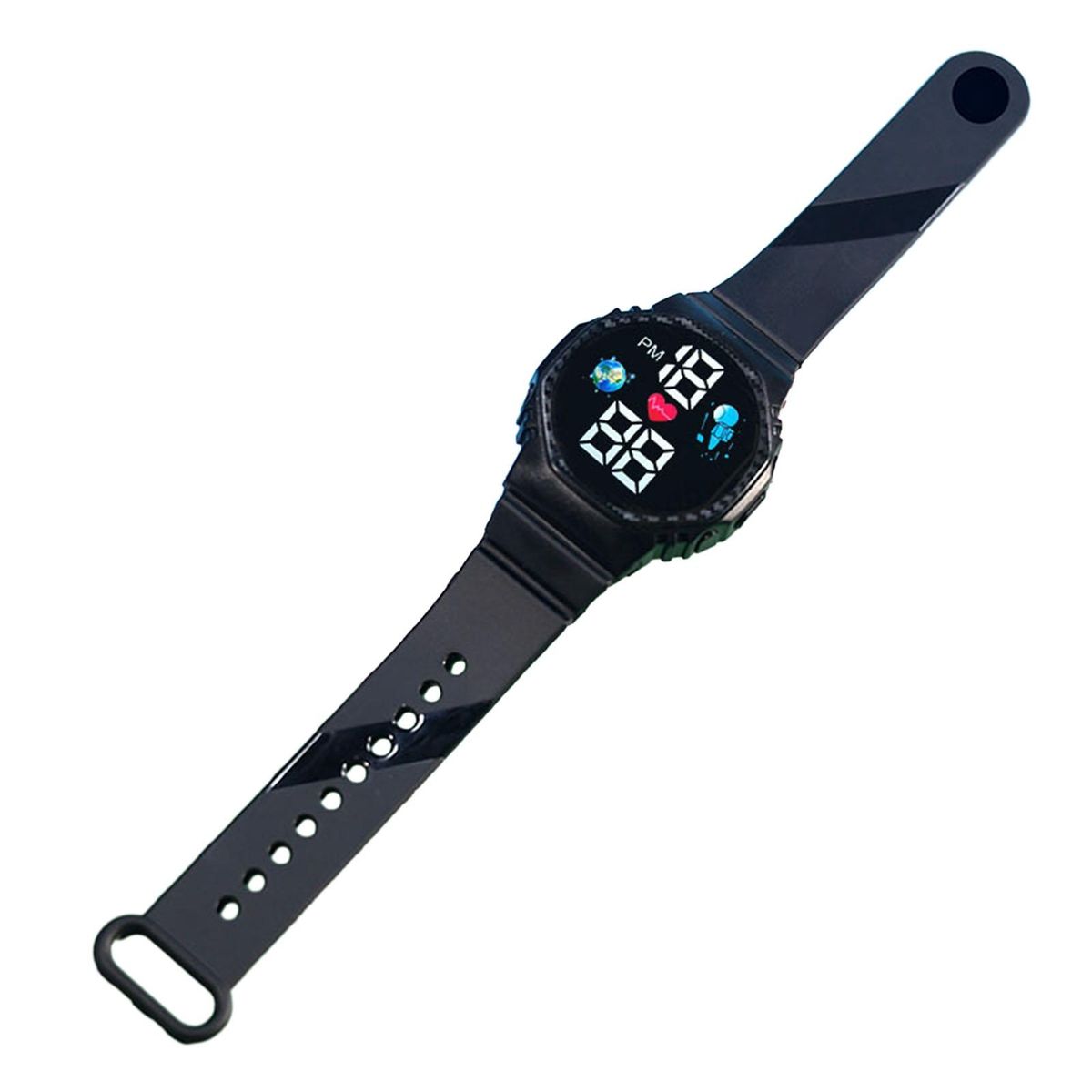 Stylish Led Sports Watch Waterproof Accurate Time Font for Students Black