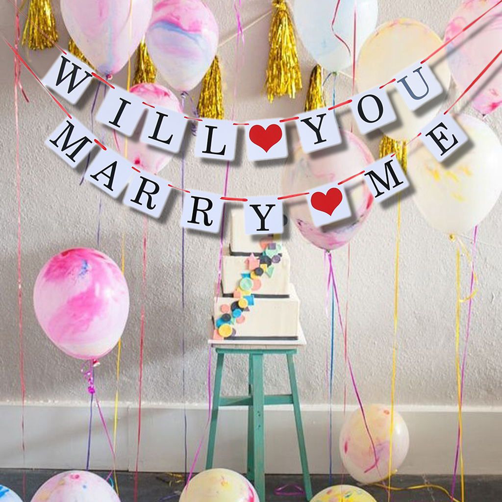 WILL YOU MARRY ME Paper Bunting Banner Engagement Garland Party