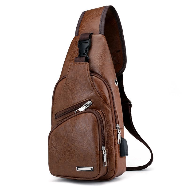 3 Layers PU Leather Crossbody Chest / Shoulder Bag