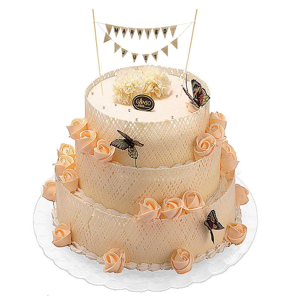 Mr & Mrs Or Just Married Wedding Cake Bunting Toppers - Natural, Ivory Or White#JUST MARRIED Yellow