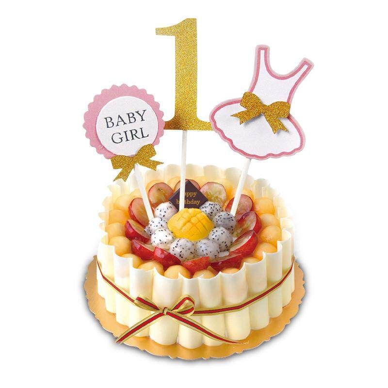 Happy Birthday Party Baby Boy Baby Girl First Year Birthday Insert Cards With Plasticstick Decorations Lovely Cute Gifts Girls