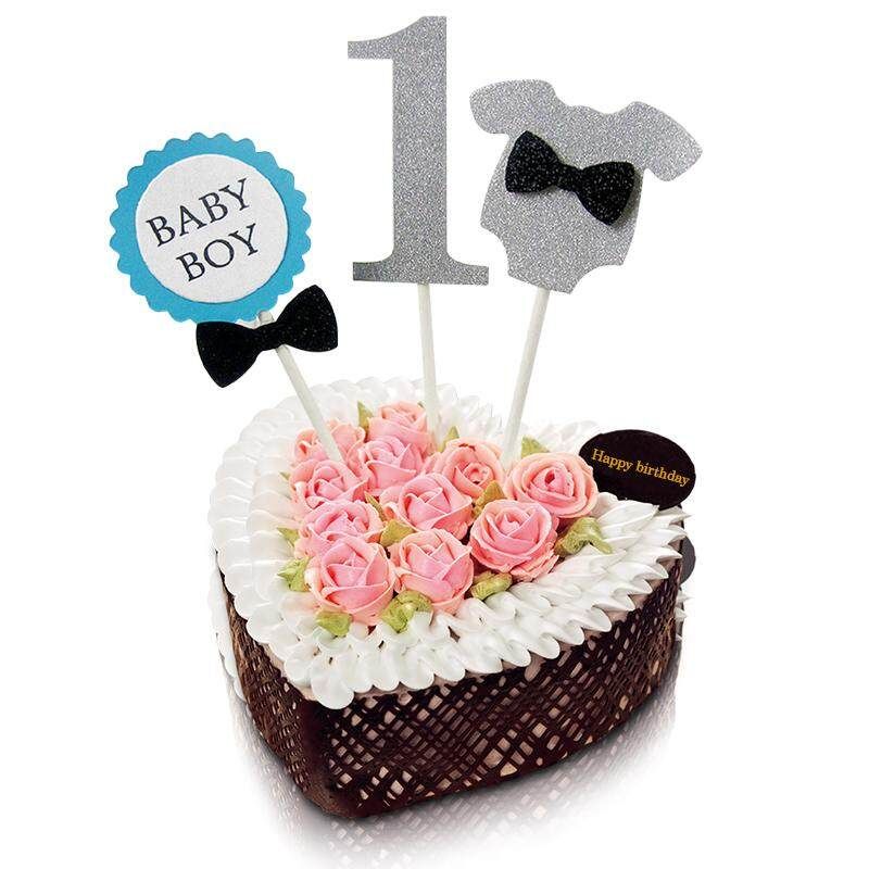 Happy Birthday Party Baby Boy Baby Girl First Year Birthday Insert Cards With Plasticstick Decorations Lovely Cute Gifts Boys